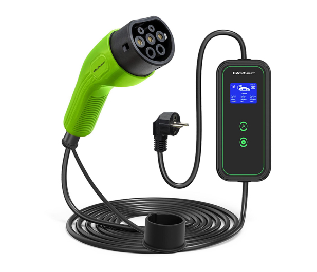 Qoltec Mobilna ładowarka EV z regulacją 2w1 Typ2 (3.5kW, 230V, 5m) - 1483426 - zdjęcie